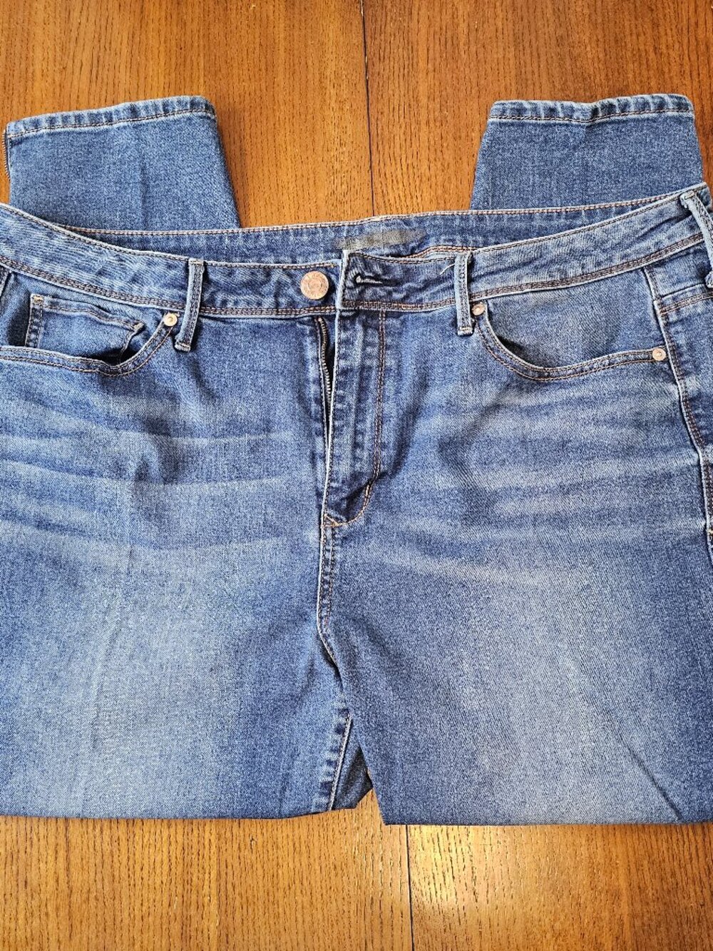 Seven7, Plus Size 22W, High Rise Skinny Jean, Zip Ankle, Blue Denim